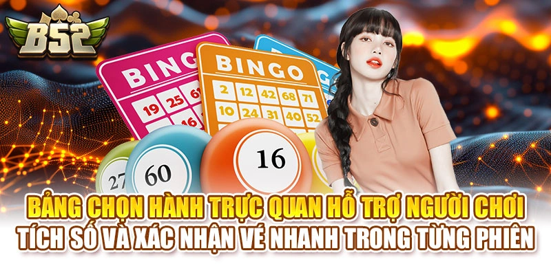 Bảng chọn hành trực quan hỗ trợ người chơi tích số và xác nhận vé nhanh trong từng phiên