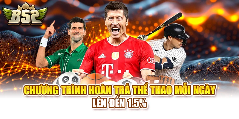 Chương trình hoàn trả thể thao mỗi ngày lên đến 1.5%