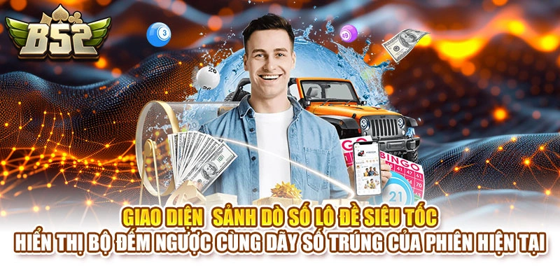 Giao diện sảnh dò số lô đề siêu tốc hiển thị bộ đếm ngược cùng dãy số trúng của phiên hiện tại